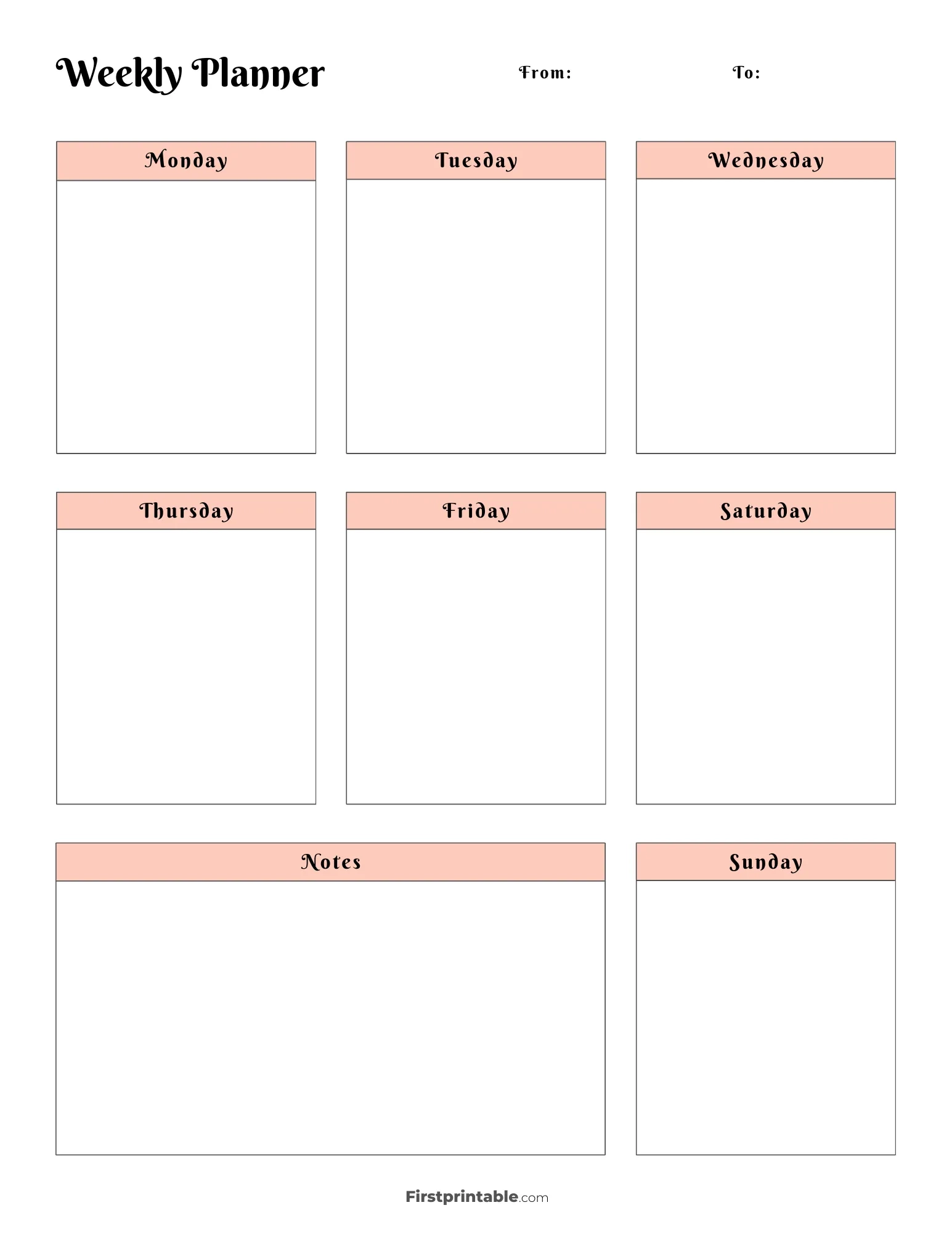 Free Printable Blank Weekly Calendars