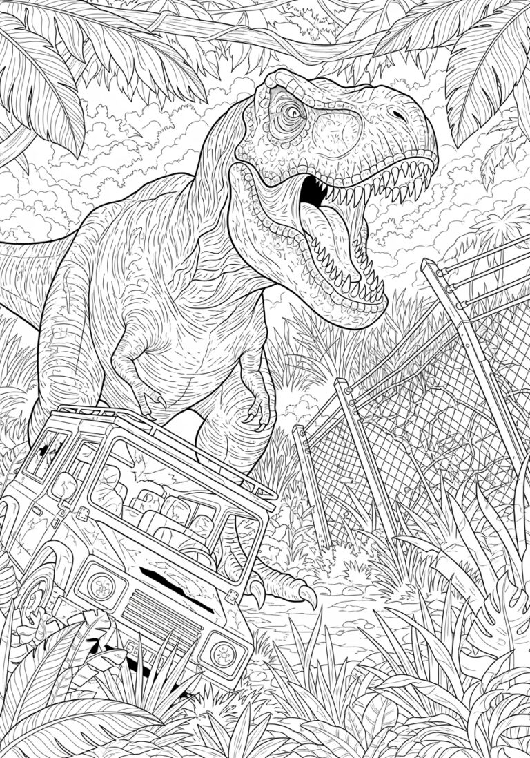 Realistic Jurassic World Coloring Page For Kids