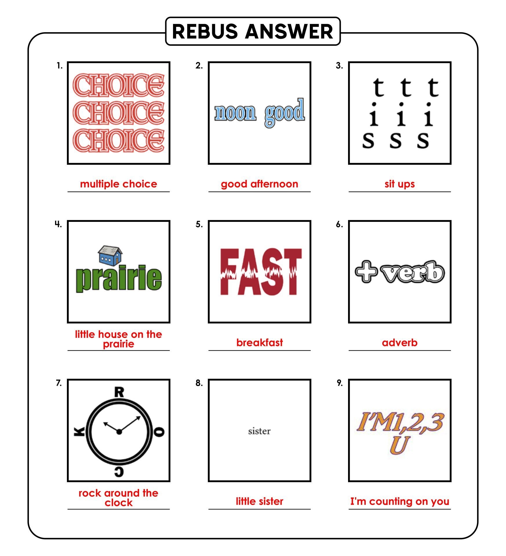 Printable Rebus Puzzles- Easy