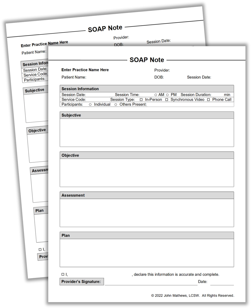 Printable Soap Note Template