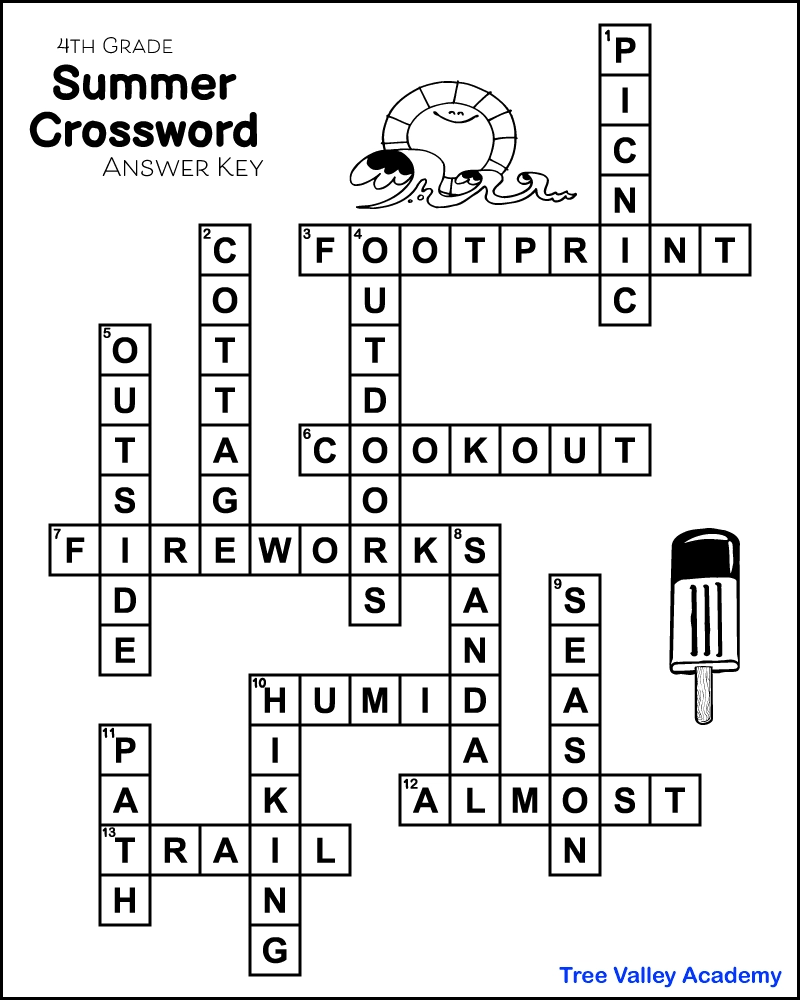 Easy Crossword Puzzles Printable Summer