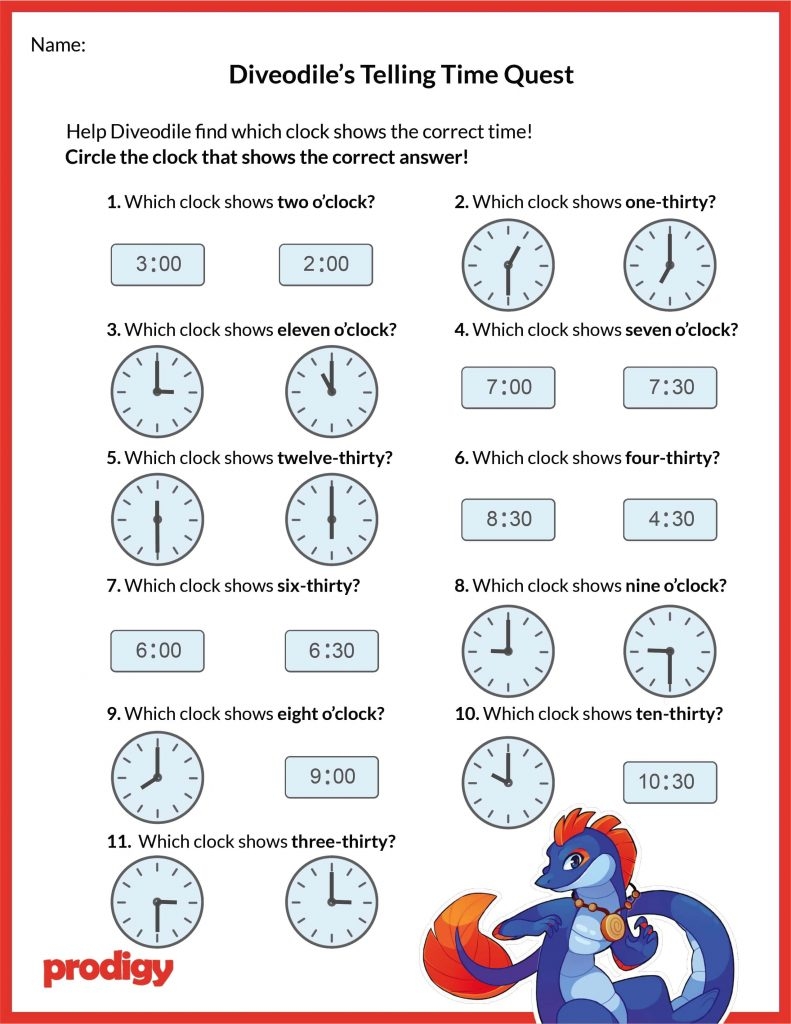 Telling Time Printable Worksheets 3rd Grade