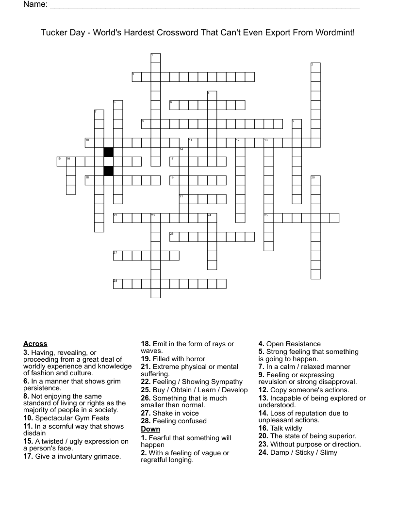 Tucker Day World s Hardest Crossword That Can t Even Export From 