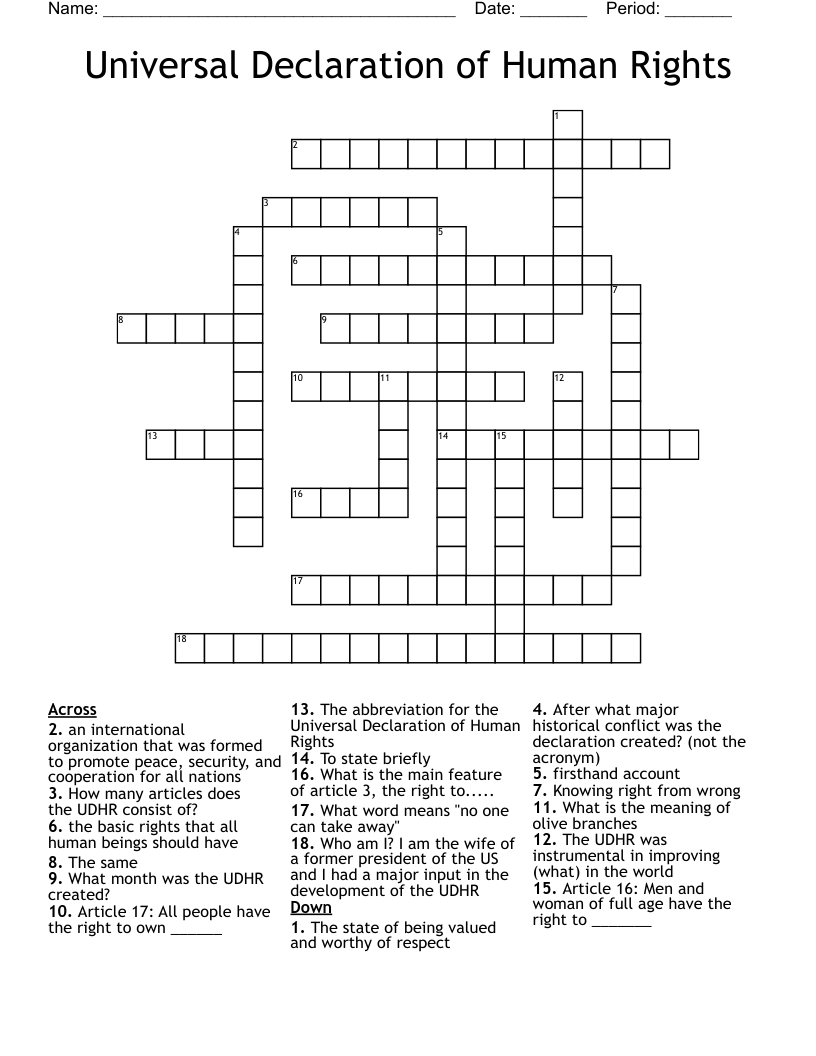 Universal Printable Crossword Puzzles
