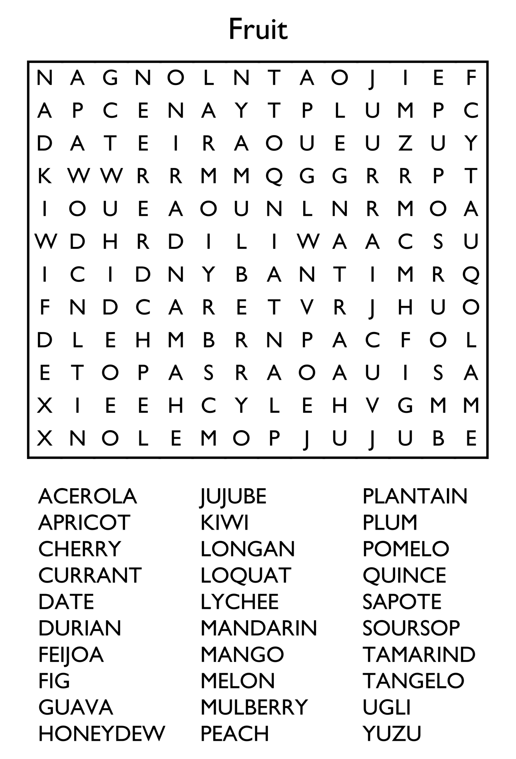Printable Word Search Puzzles Free For Adult