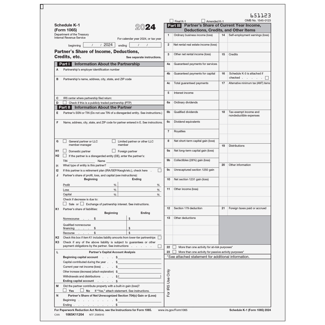 Irs Form K1 2024