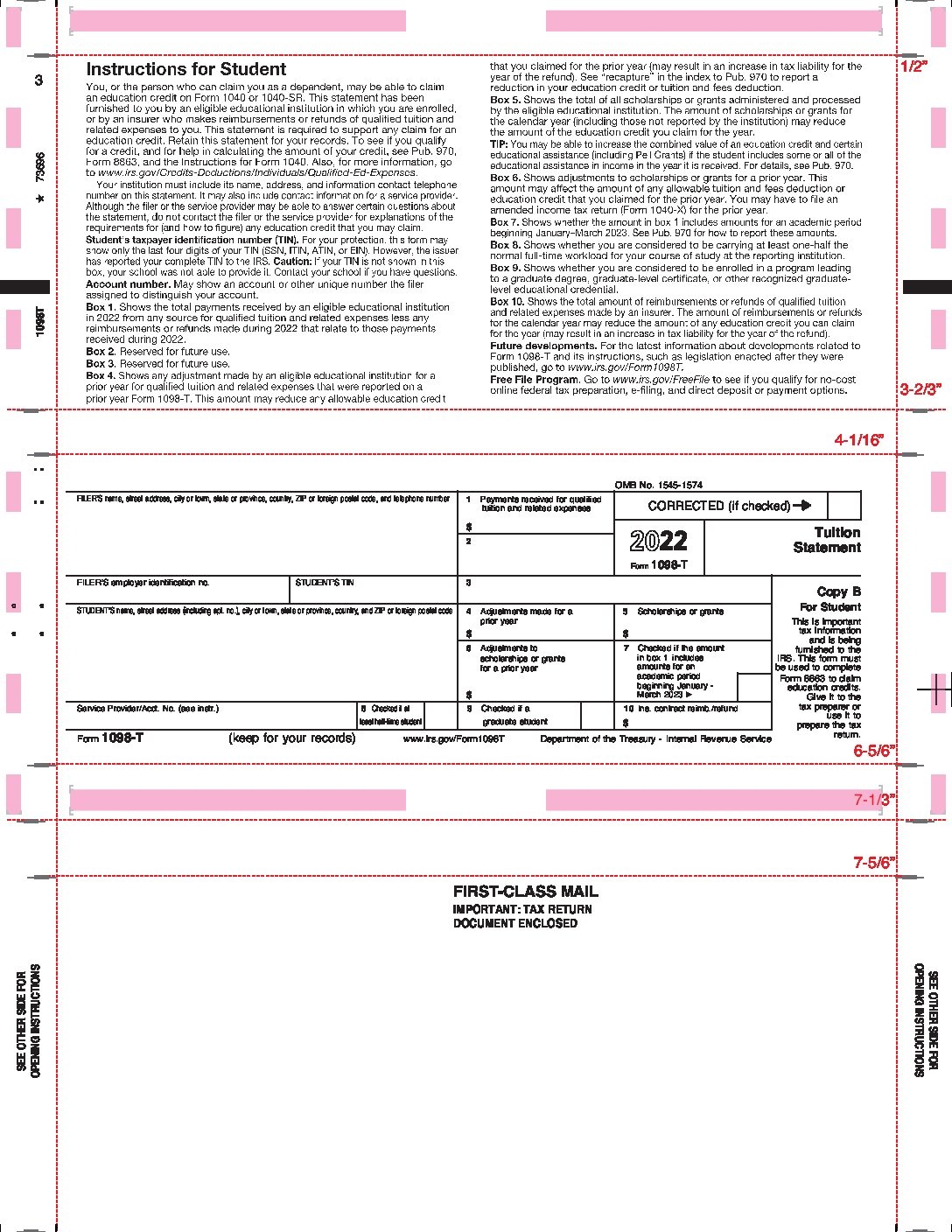 1098T Printed Face Pressure Seal 8 5 x11 Z Fold Forms 