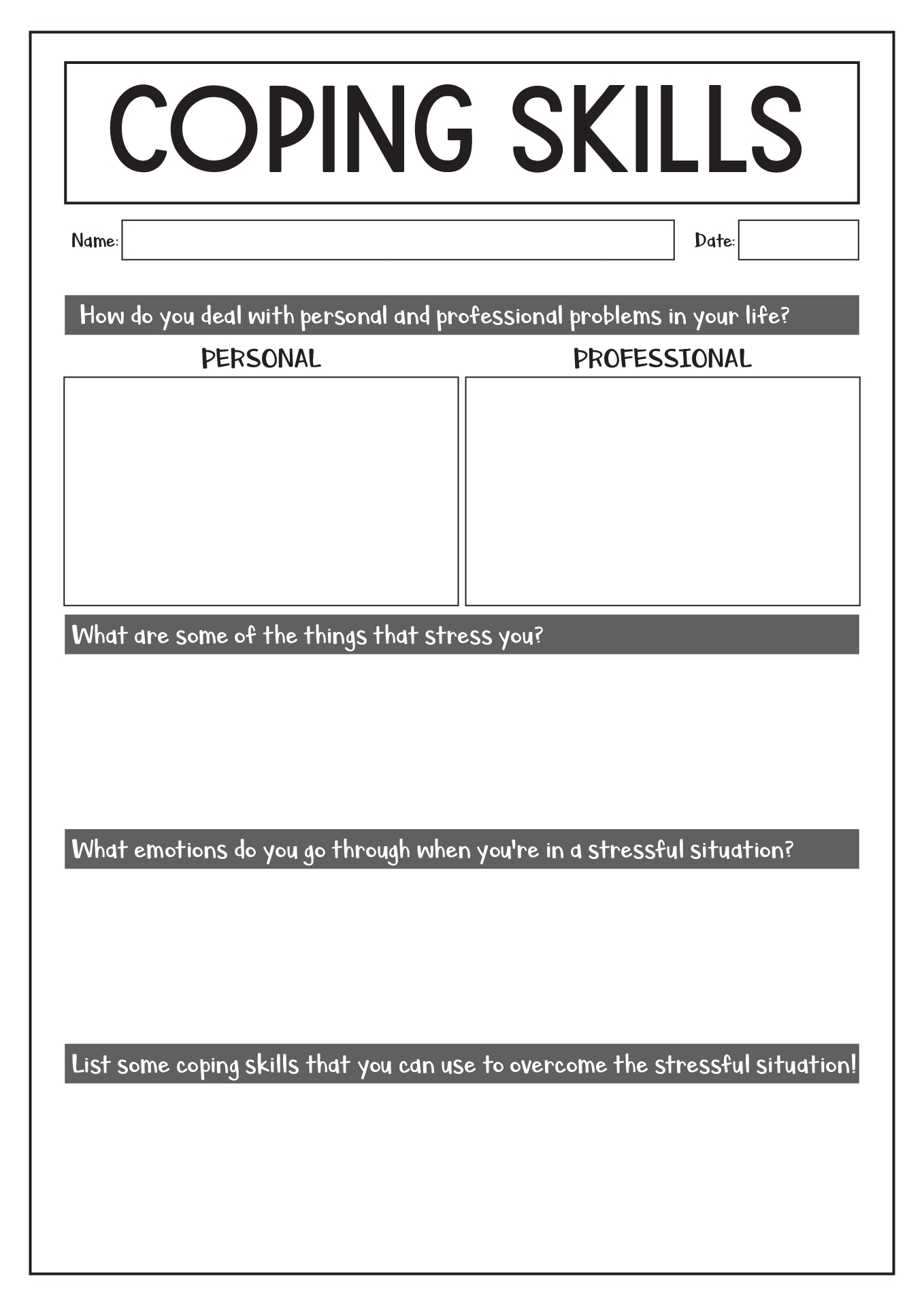 Free Printable Adult Life Skills Worksheets