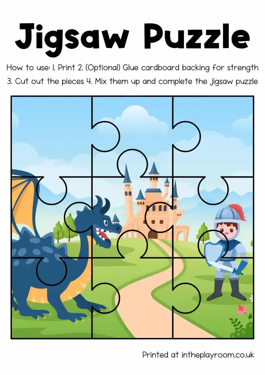 2 Piece Puzzles Printable