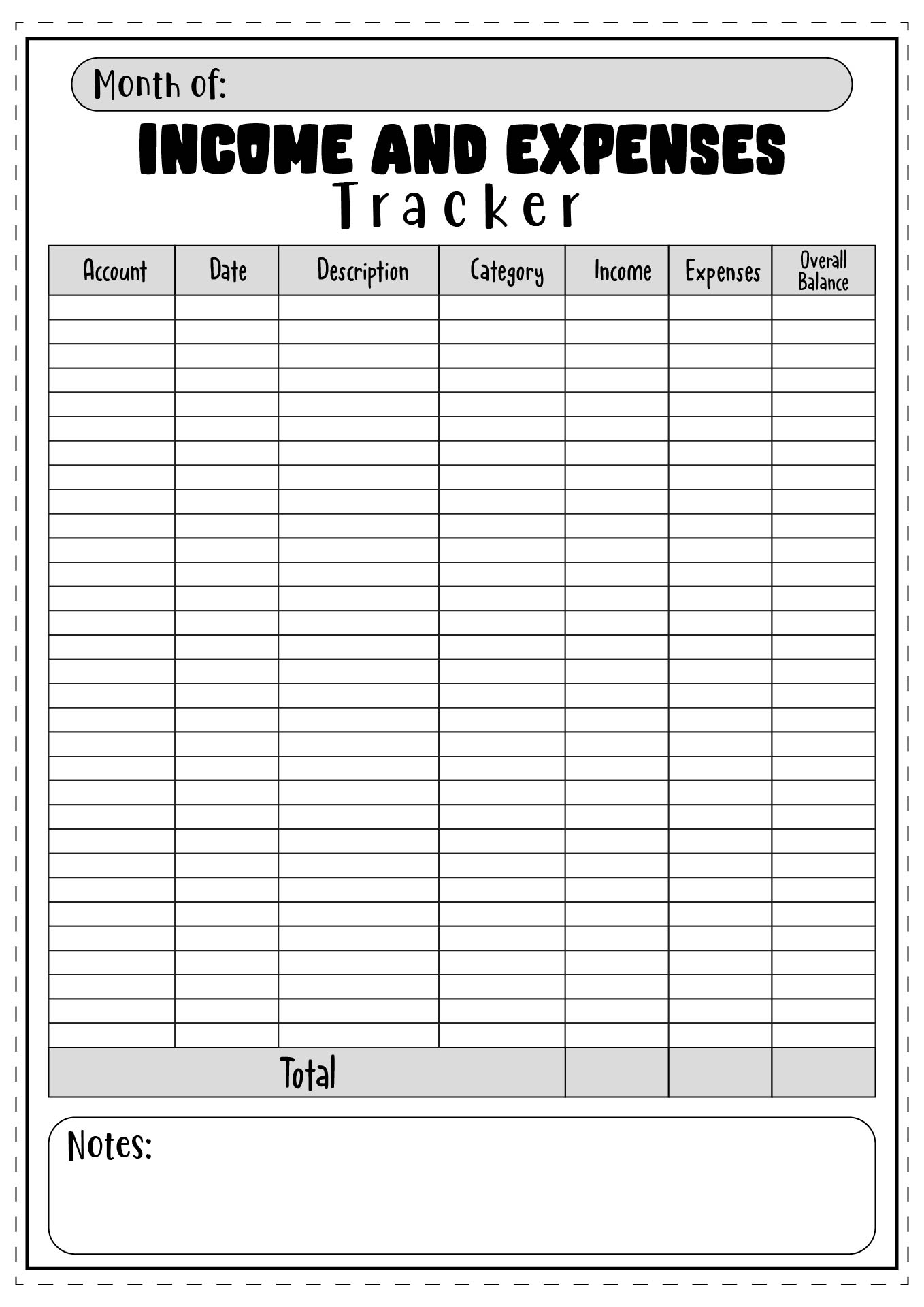 Free Printable Income And Expense Worksheet