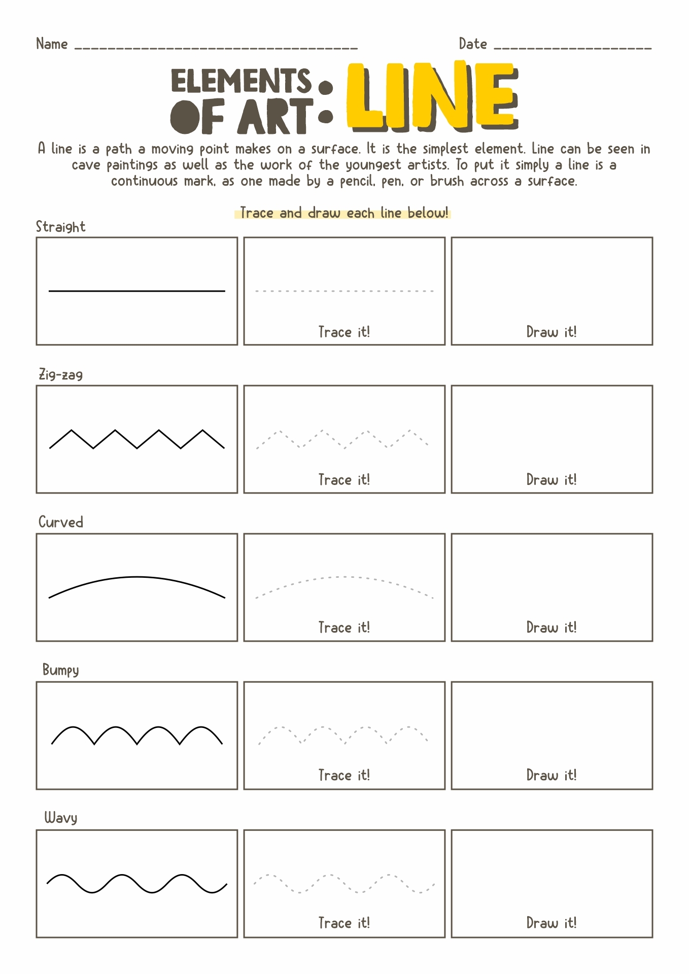 Free Printable Elementary Art Worksheets