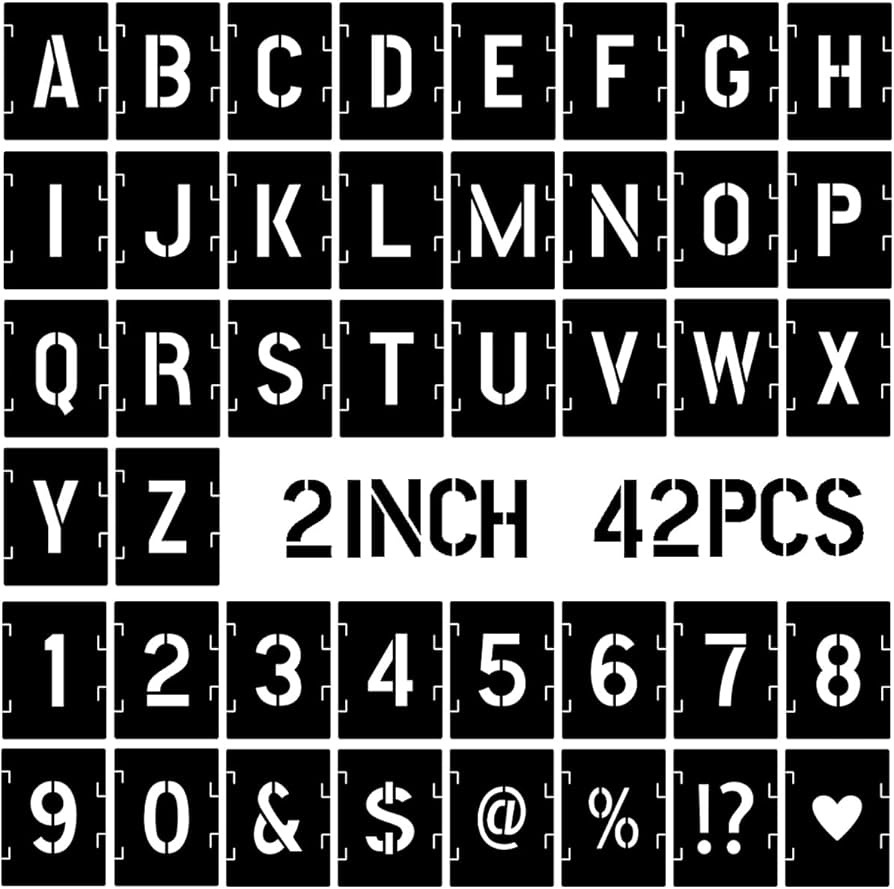 2 Inch Symbol amp Numbers Craft Stencils 42 Pc Alphabet Letter 