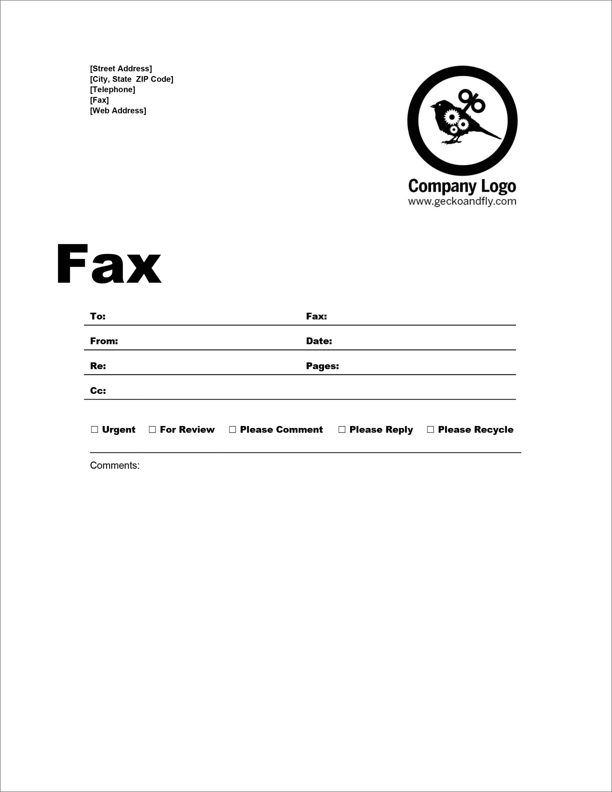 Printable Fax Sheet Template