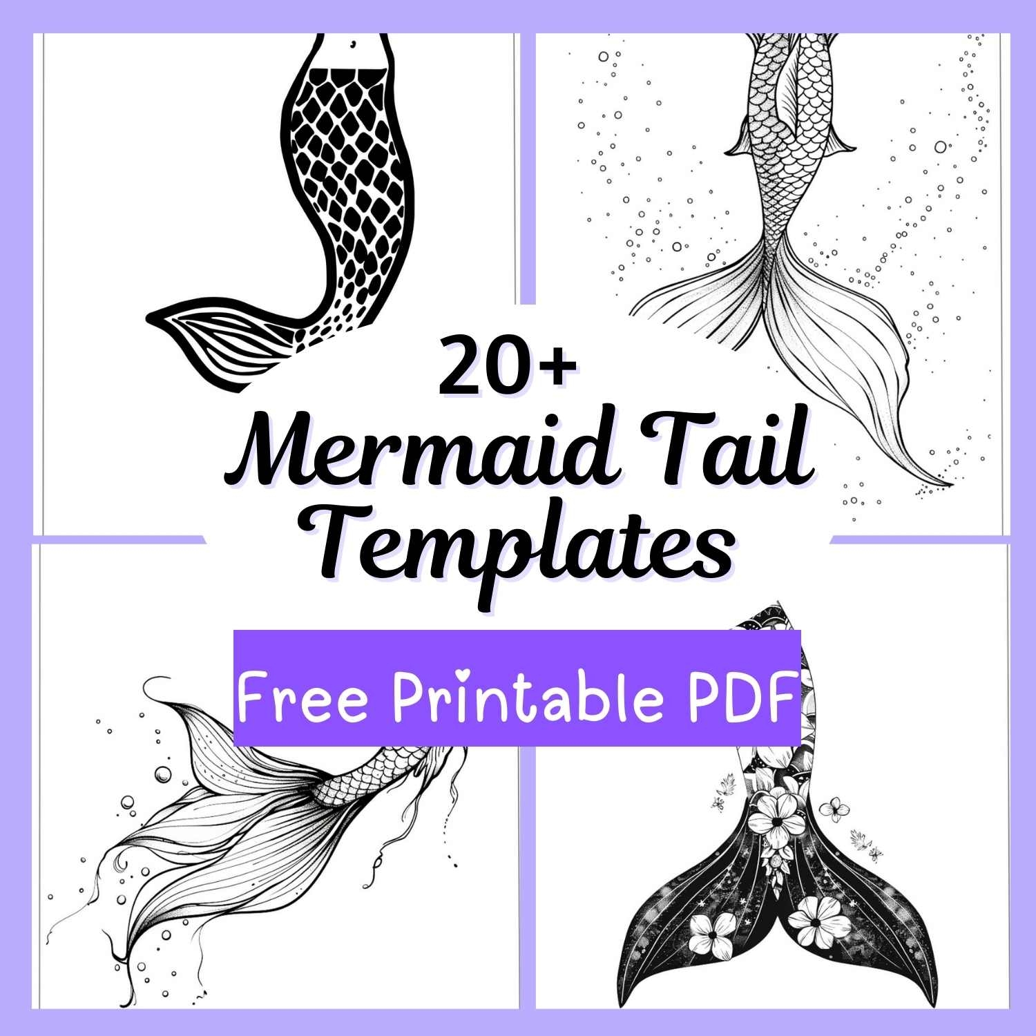 20 FREE Printable Mermaid Tail Templates Artsydee Drawing 