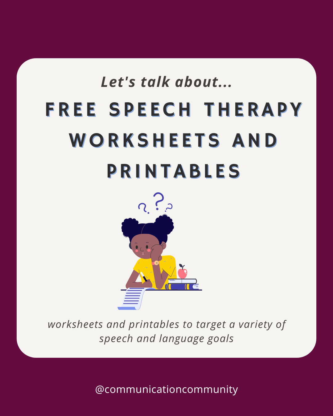 Speech Therapy Printable Worksheets