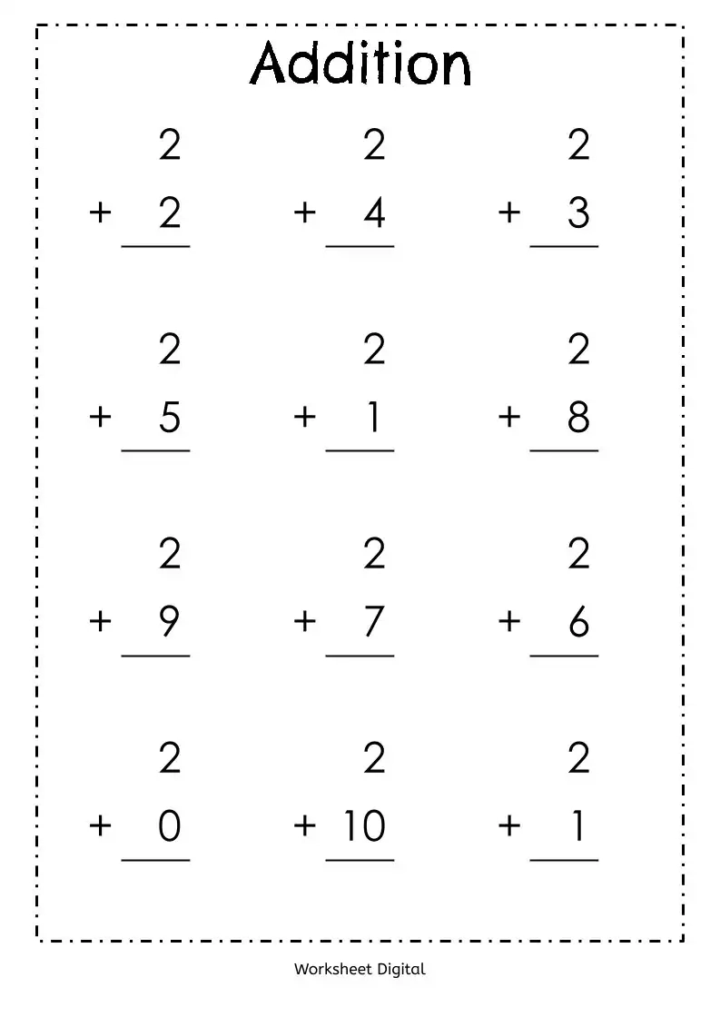 Printable Addition Worksheets Kindergarten