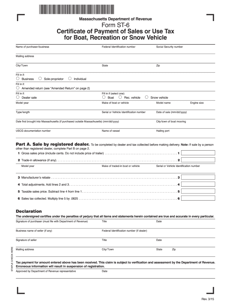 2015 2025 Form MA DoR ST 6 Fill Online Printable Fillable Blank 