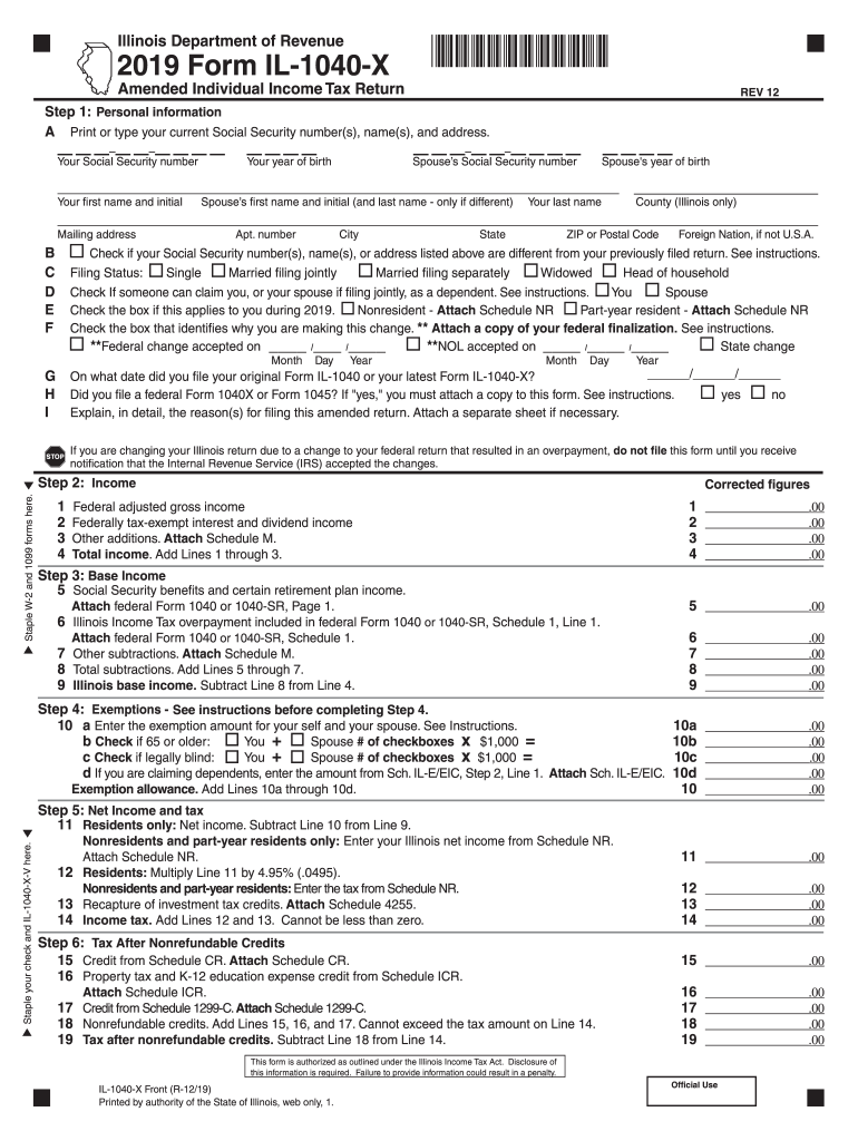 Irs Form 1040-X 2019