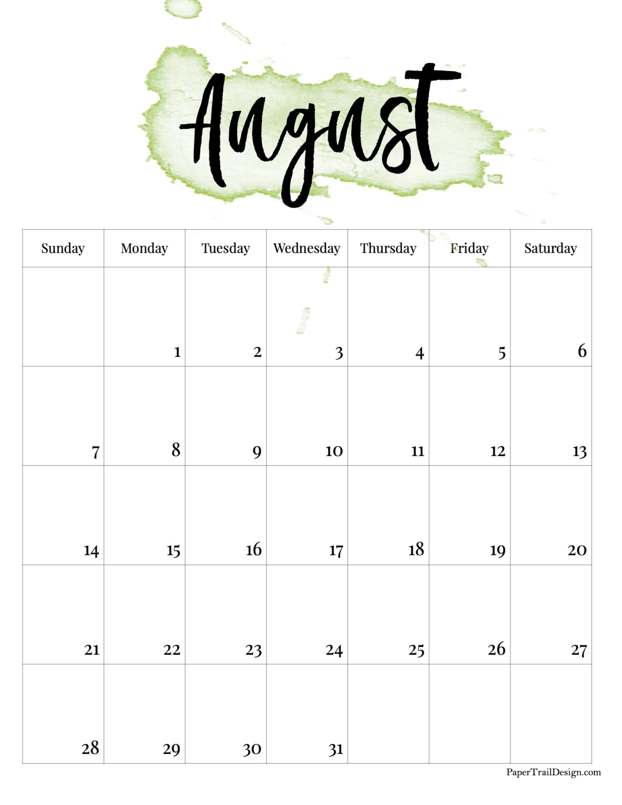 2022 Printable Calendar Watercolor Paper Trail Design
