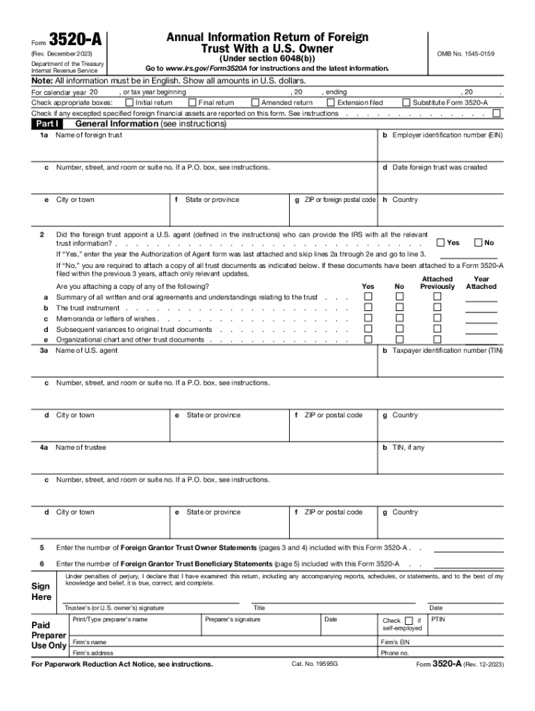 2023 2025 Form IRS 3520 A Fill Online Printable Fillable Blank 
