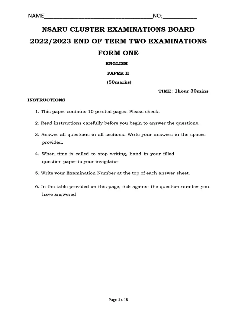 2023 Form 1 English Paper Ii PDF Witchcraft