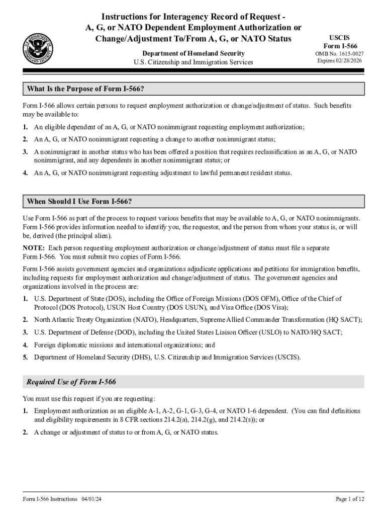 2024 DHS Form I 566 Instructions Fill Online Printable Fillable 