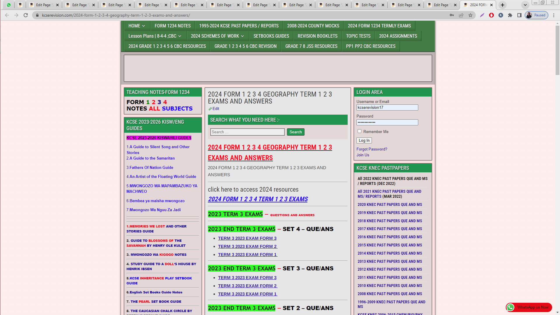 Form 1 End Term 3 Exams 2024