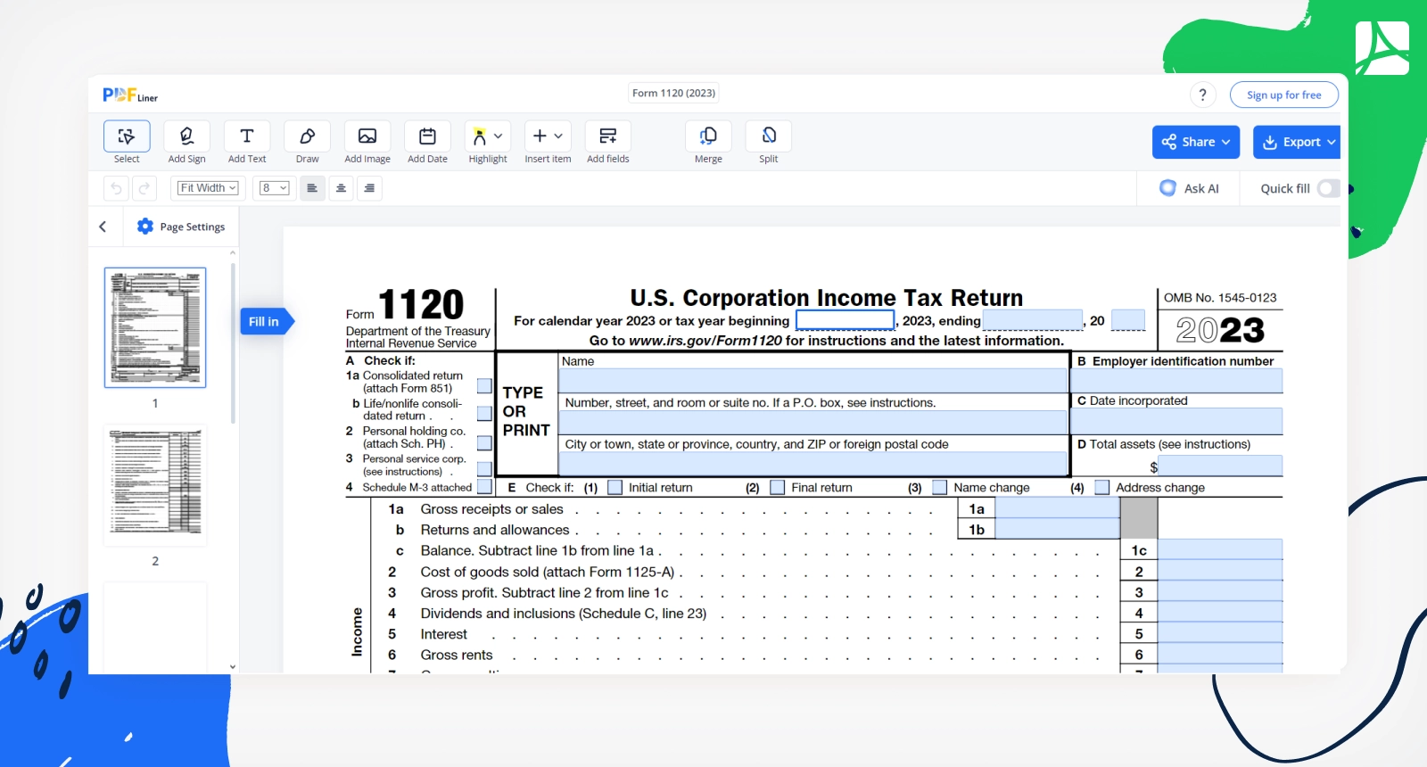 2024 Form 1120 H Printable