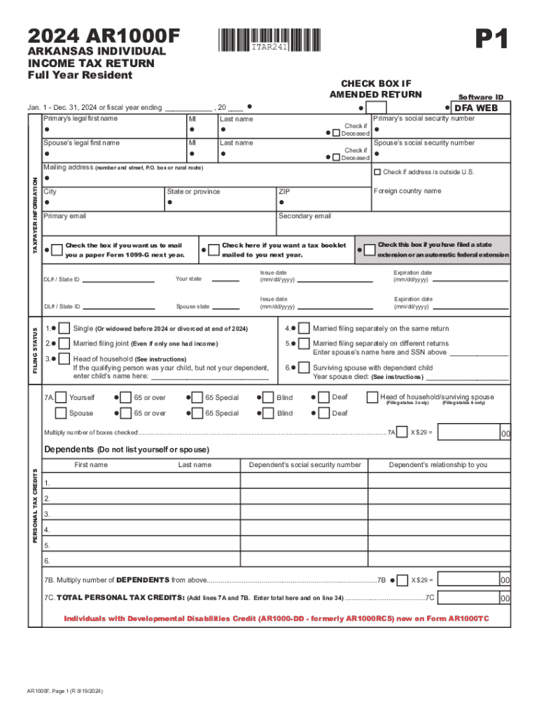 2024 Form AR DFA AR1000F Fill Online Printable Fillable Blank 