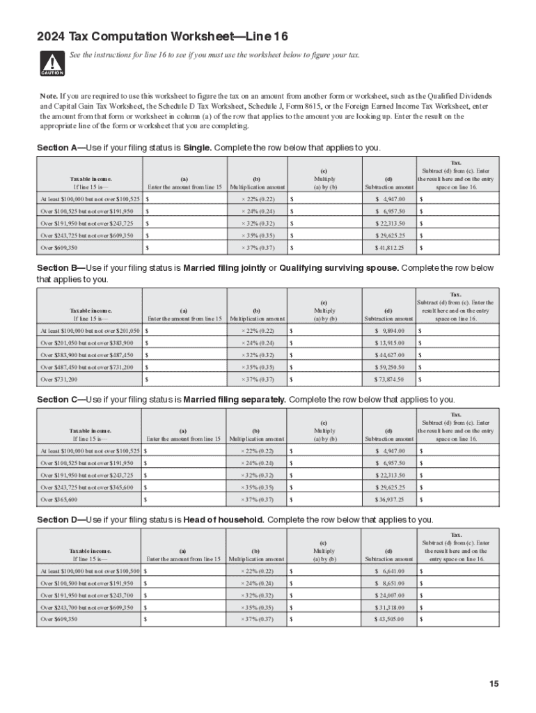 2024 Form IRS 1040 Tax Table Fill Online Printable Fillable 