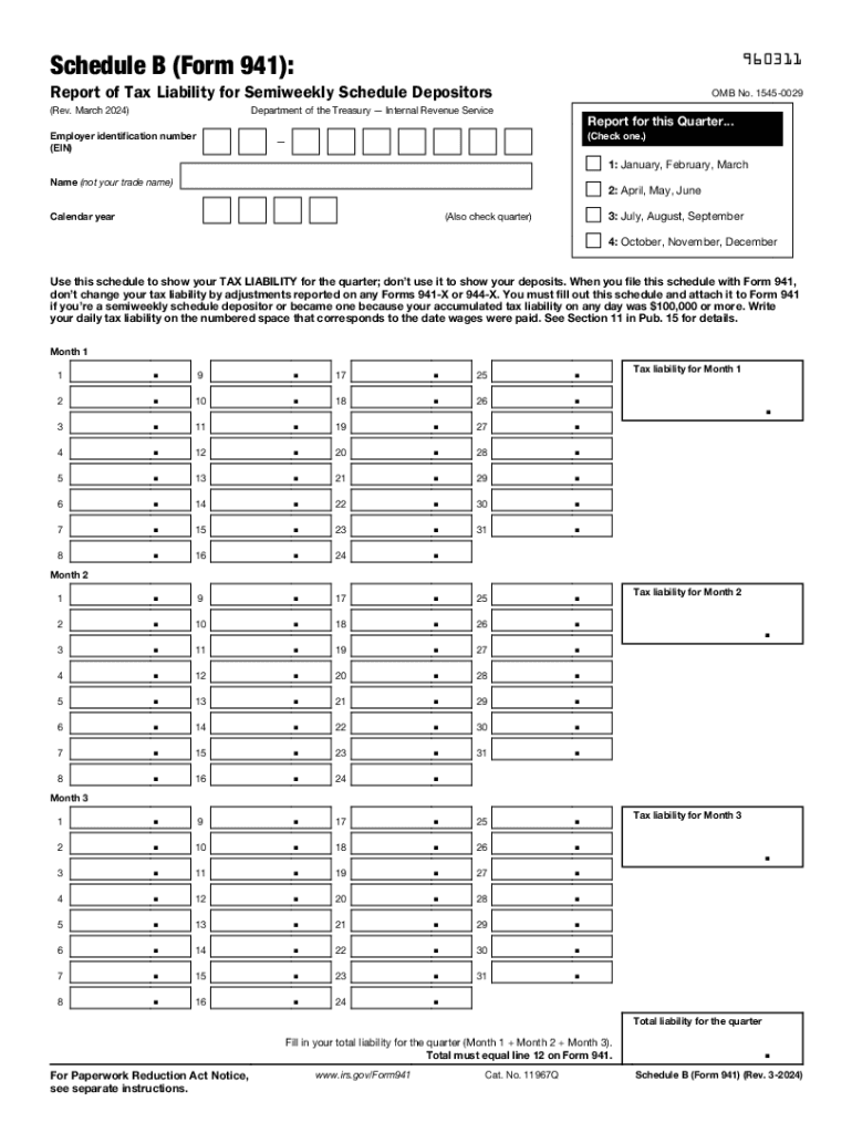 2024 Form IRS 941 Schedule B Fill Online Printable Fillable 