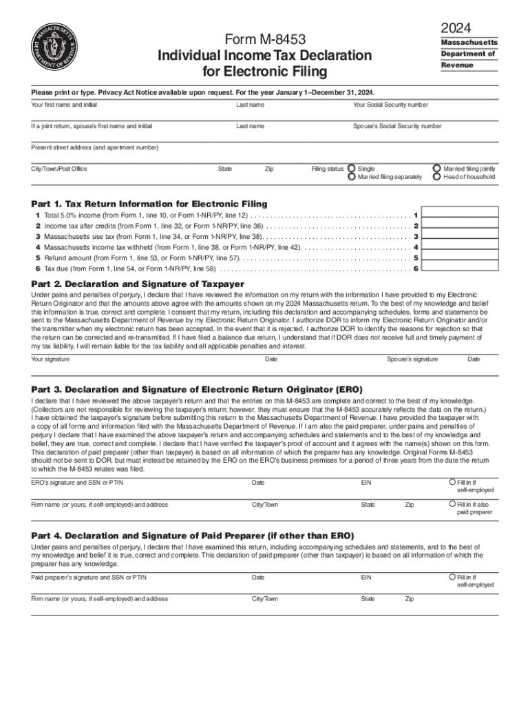 2024 Form MA M 8453 Fill Online Printable Fillable Blank 