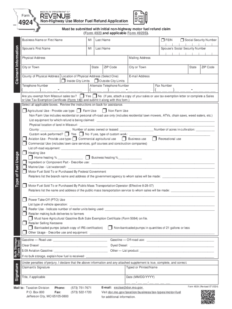 2024 Form MO 4924 Fill Online Printable Fillable Blank PdfFiller
