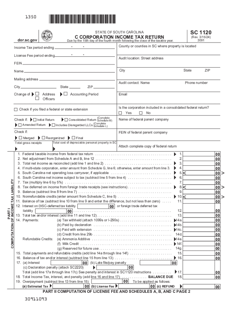 2024 Form SC DoR SC1120 Fill Online Printable Fillable Blank 