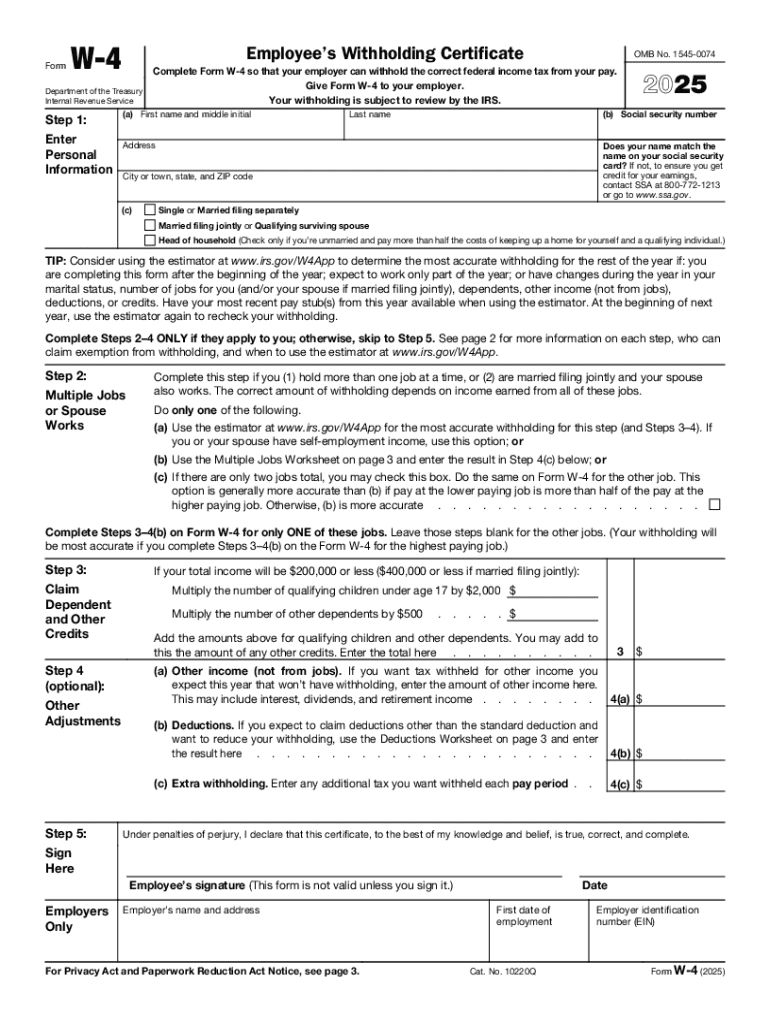 Irs Form W-4r 2025
