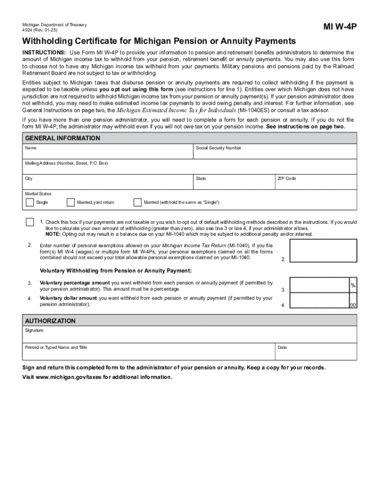 2025 Form MI W 4P Fill Online Printable Fillable Blank PdfFiller
