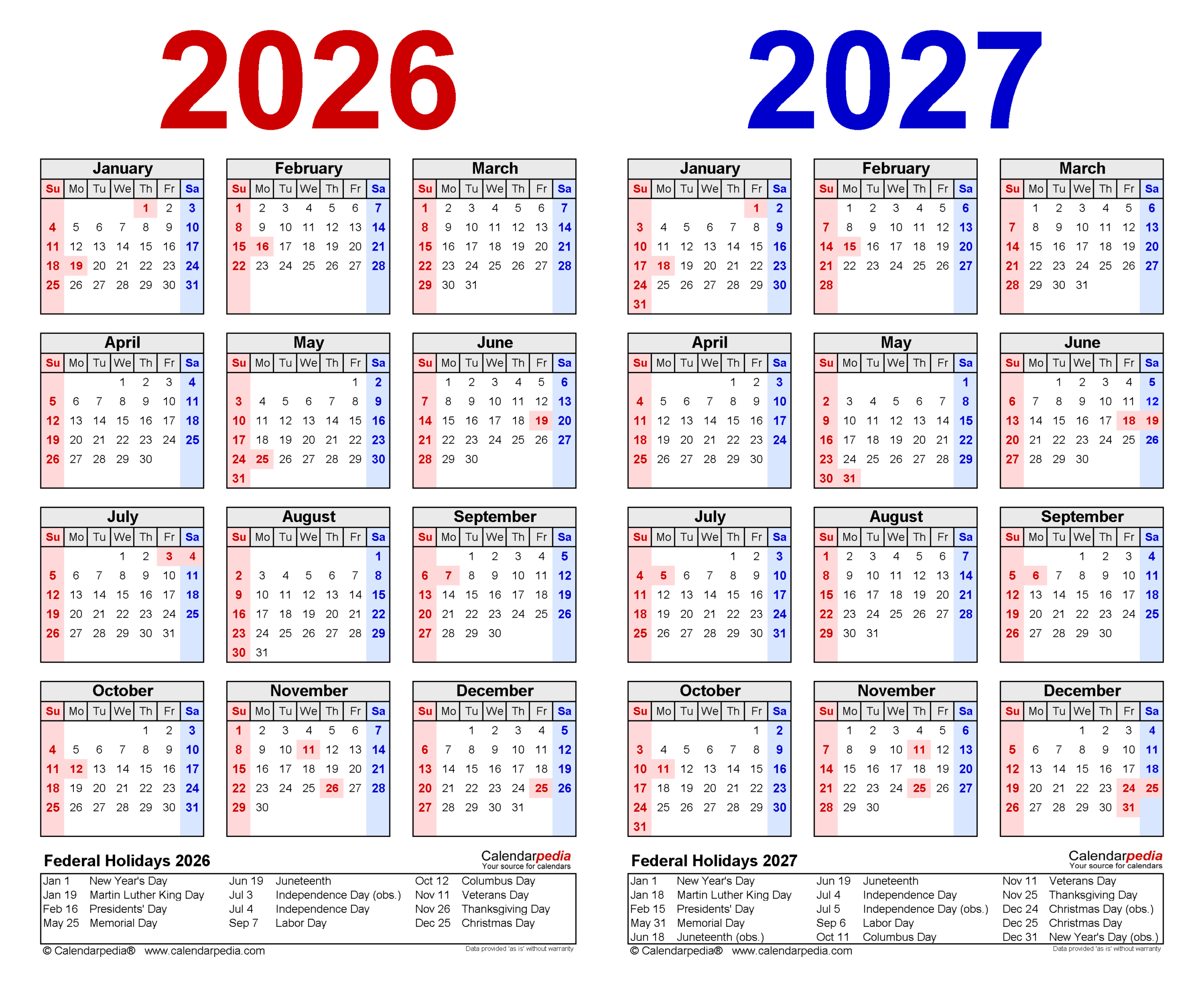 Blank Printable Calendar 2026-27