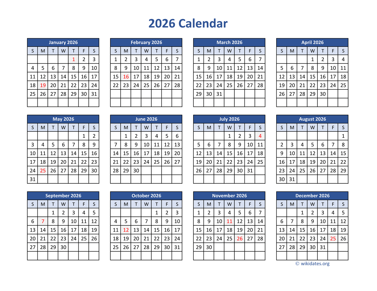 2026 Broadcast Calendar Printable