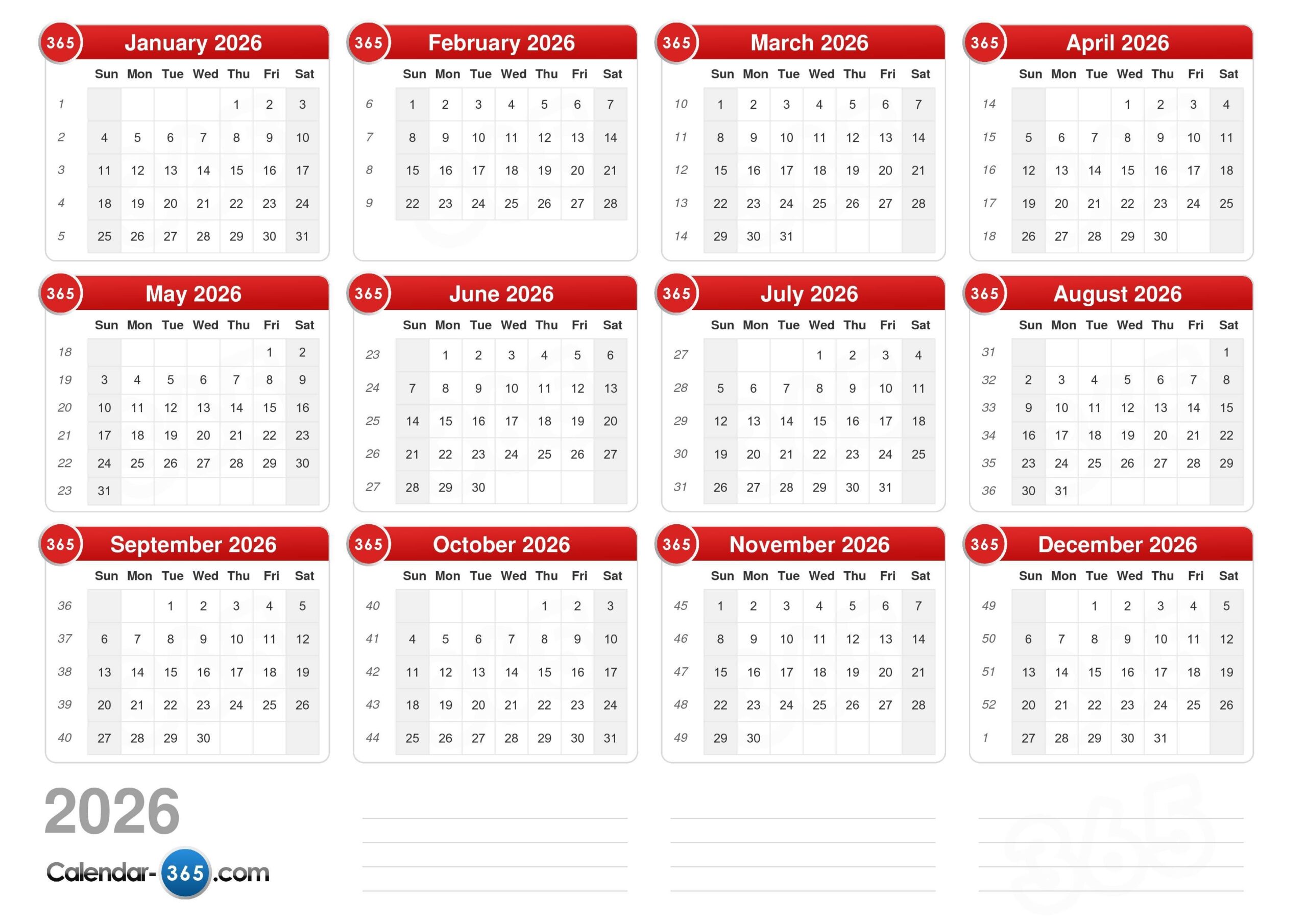 Printable Large 2026n November Calendar