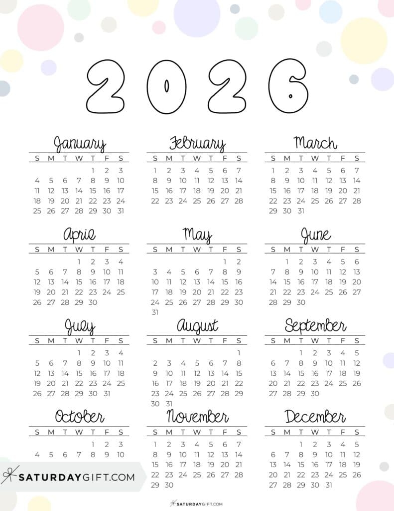 Calendar 2026 Printable Free