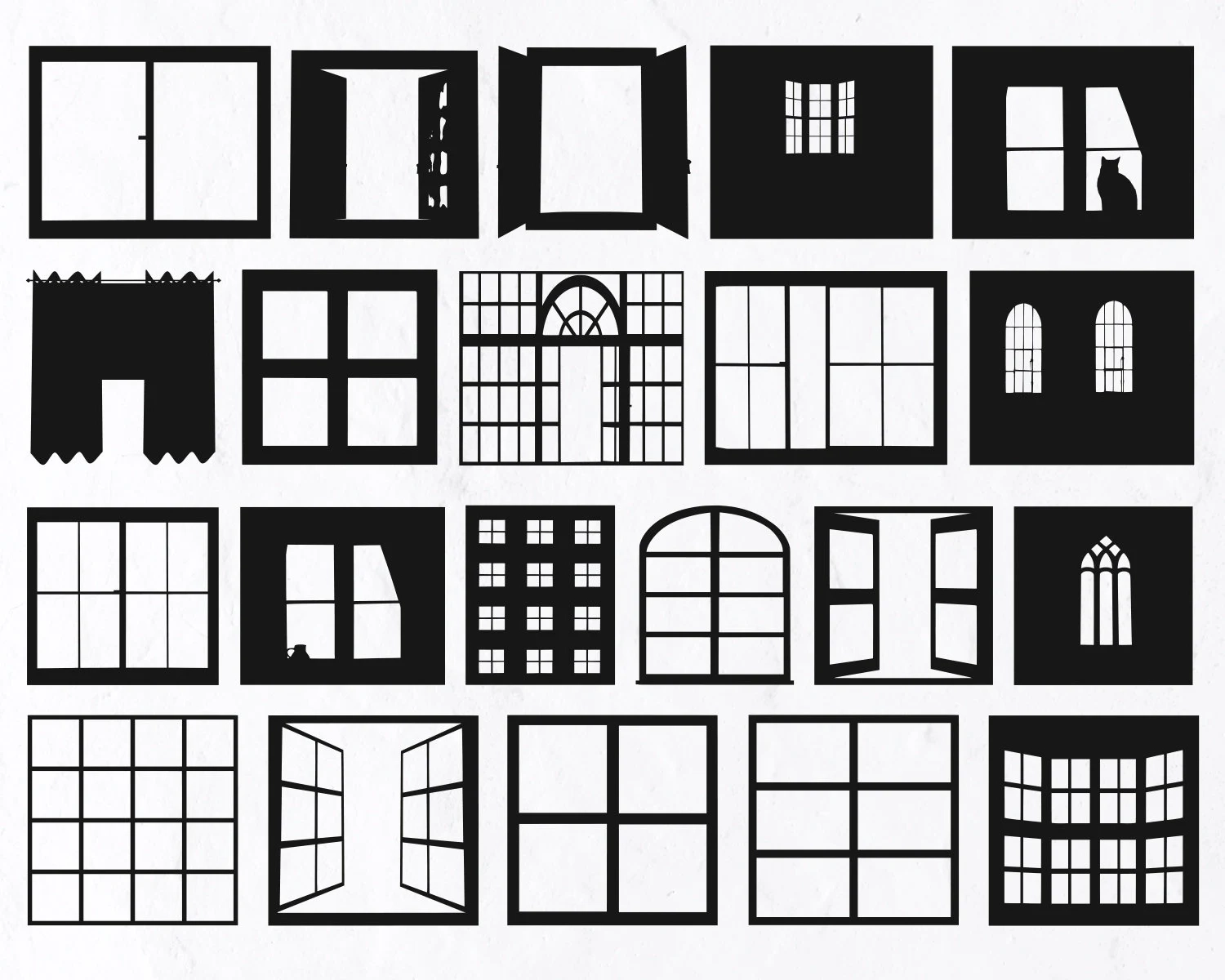 21 Window SVG Bundle Window Black Silhouettes Svg Window Cricut 