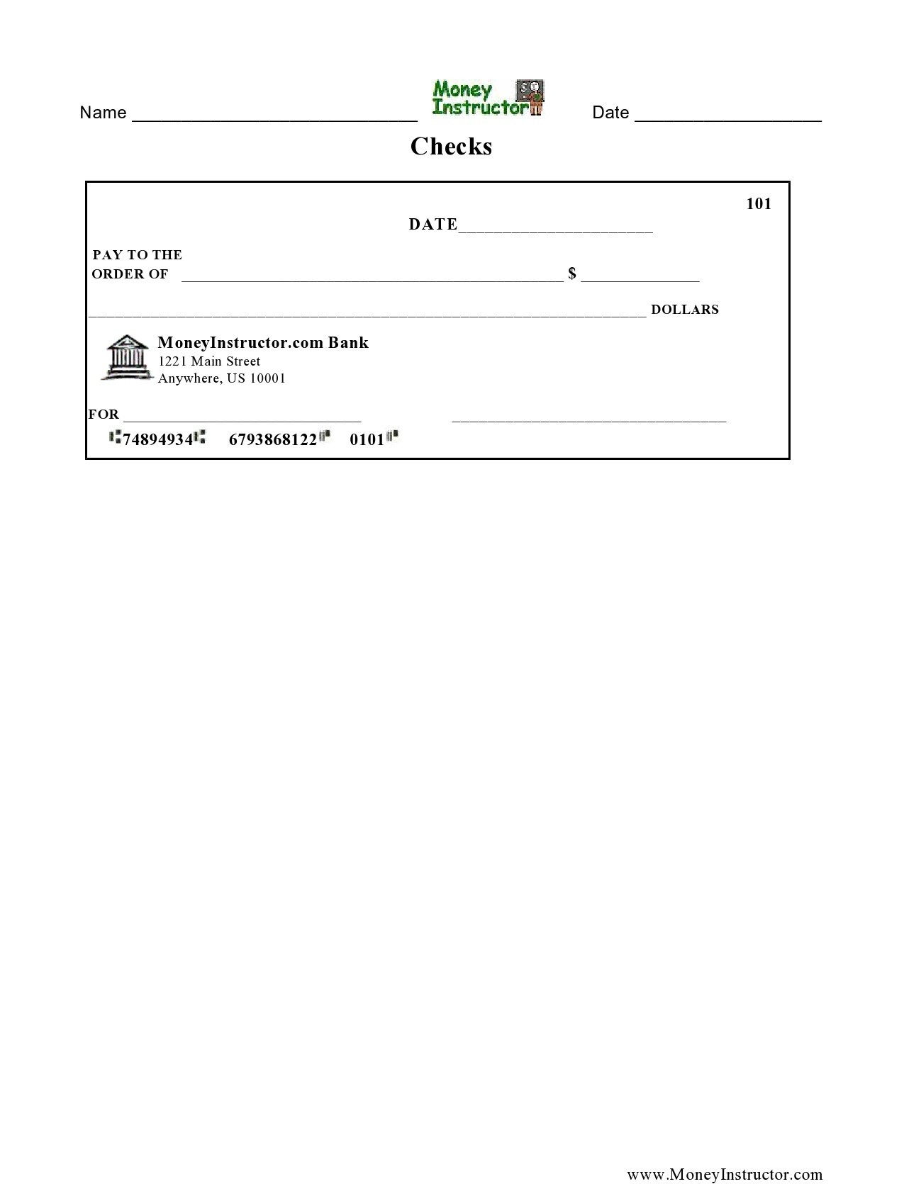 Printable Blank Check Template