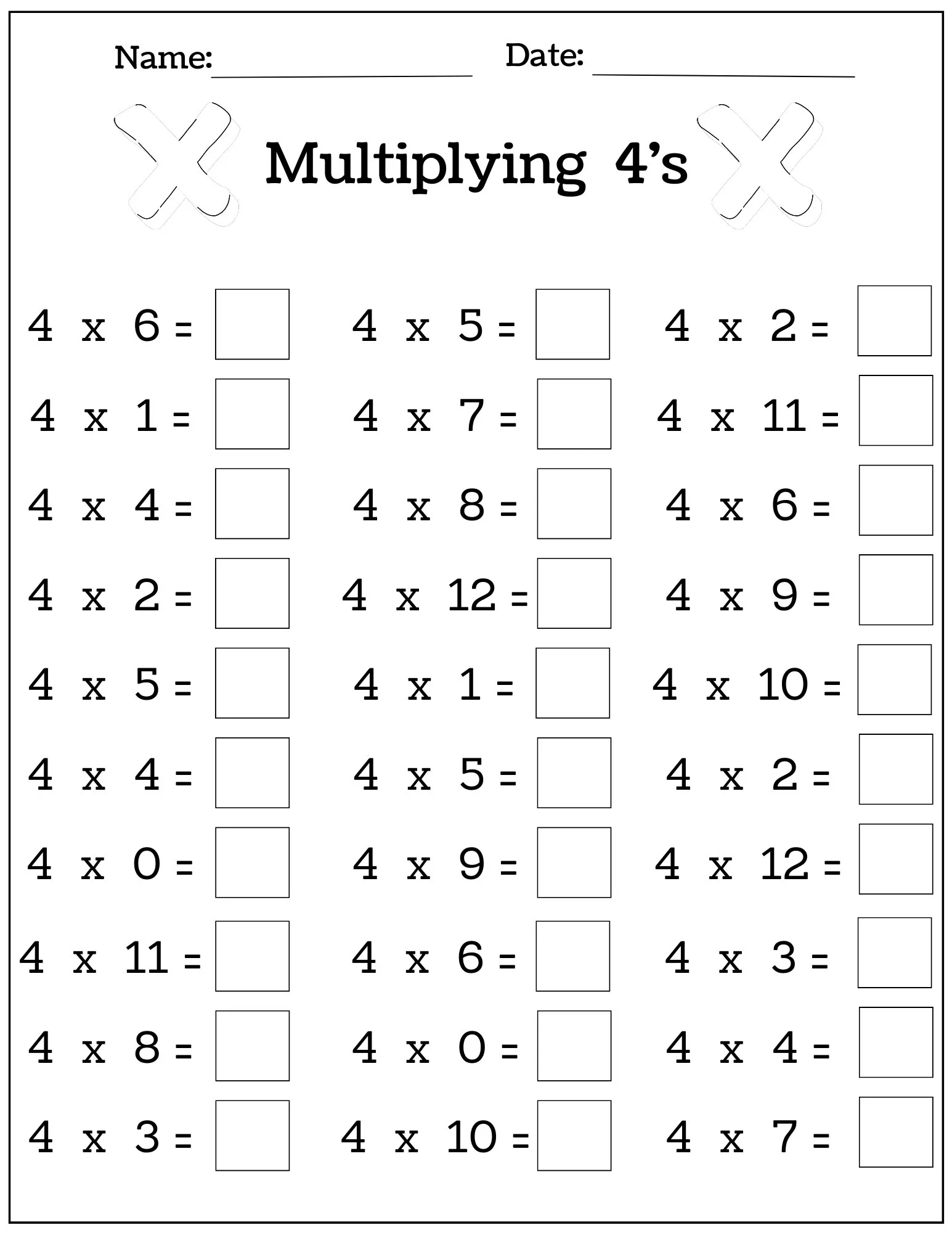 24 Printable Multiplication Worksheets Fill In The Blanks 