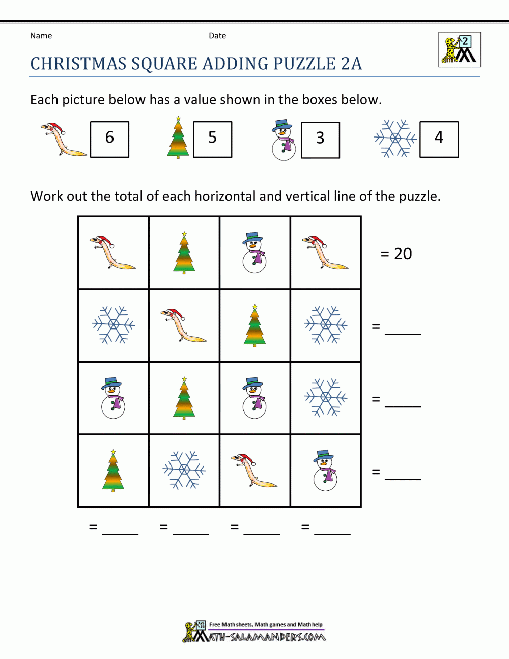 Free Printable Math Puzzles For 2nd Grade