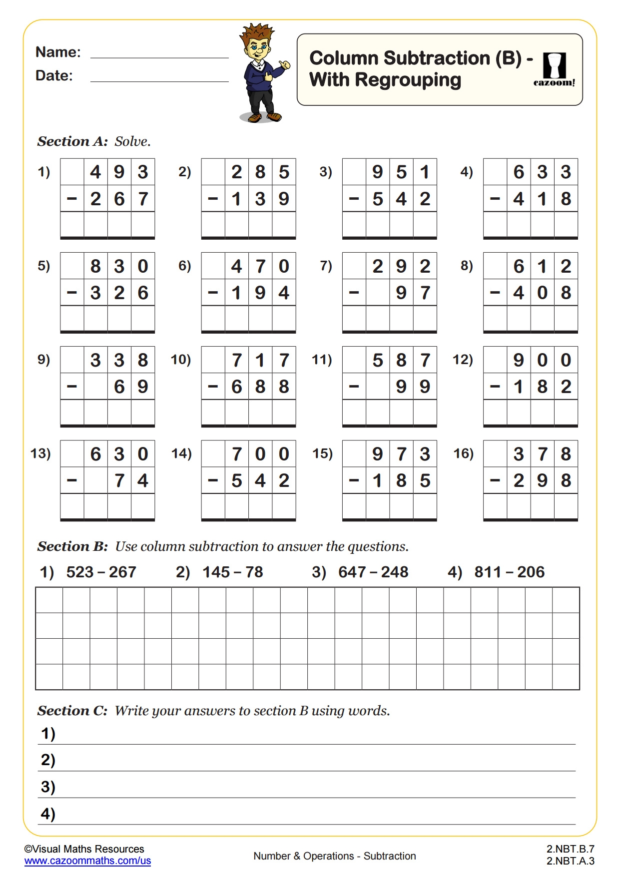 2nd Grade Subtraction Worksheets PDF Printable Worksheets 