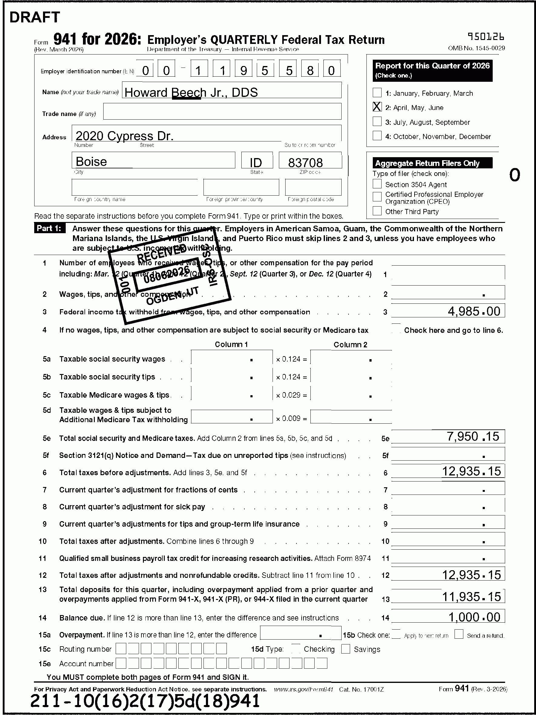 3 11 13 Employment Tax Returns Internal Revenue Service