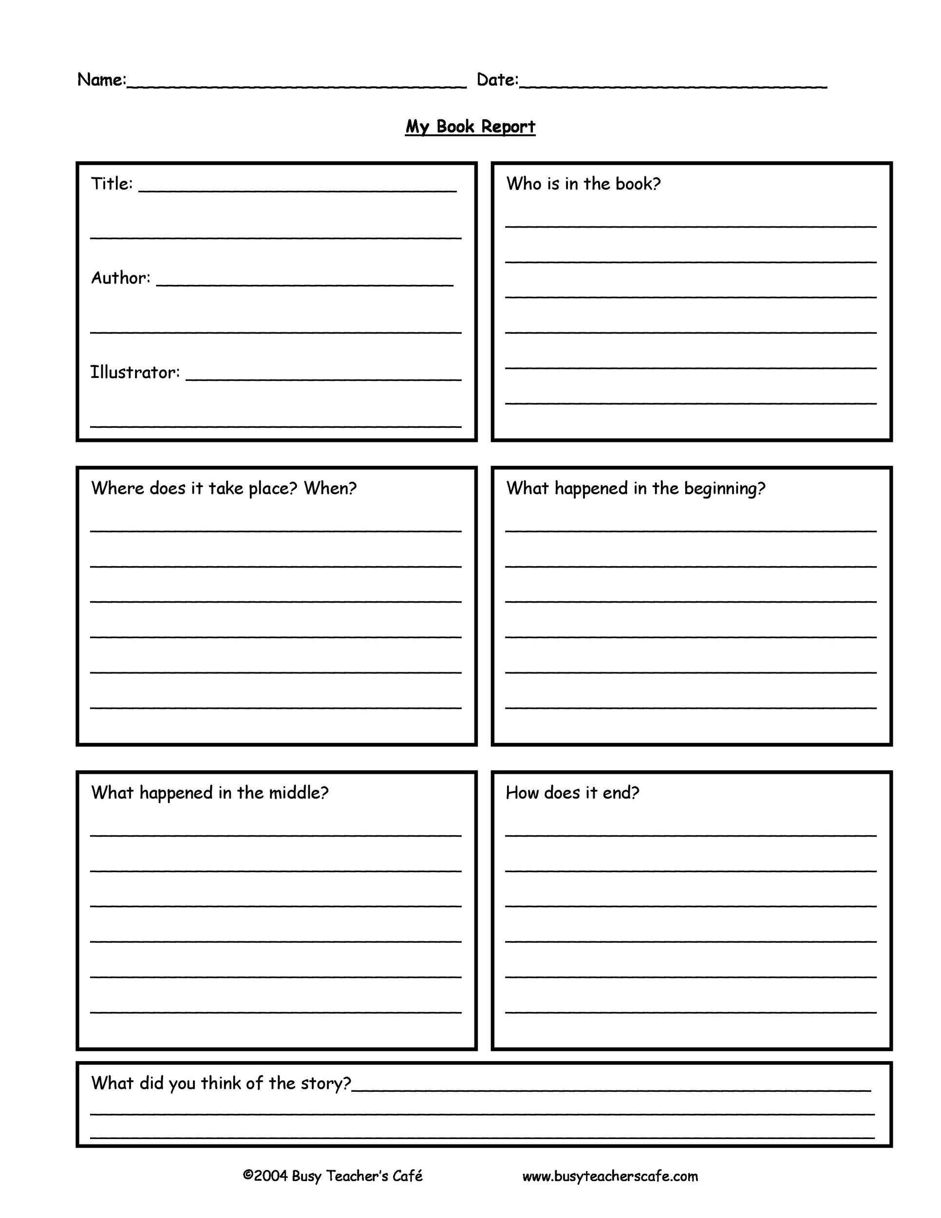 Free Printable Book Report Templates