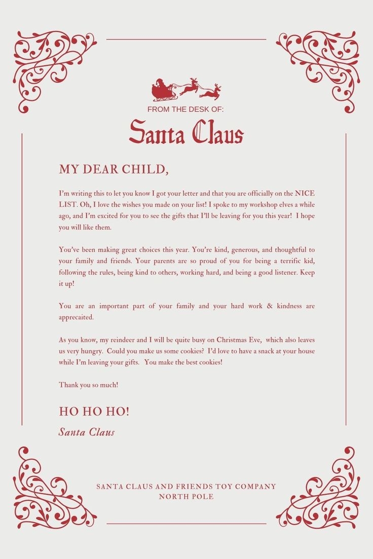 Free Printable Letter Templates From Santa