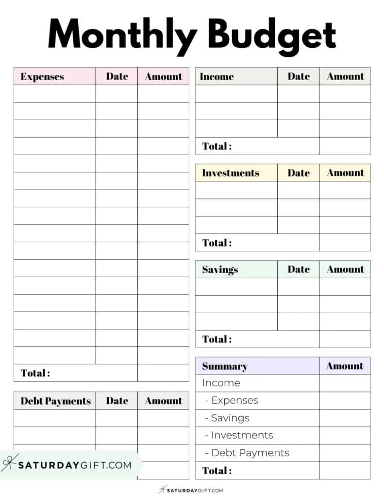 Monthly Expenses Worksheet Printable