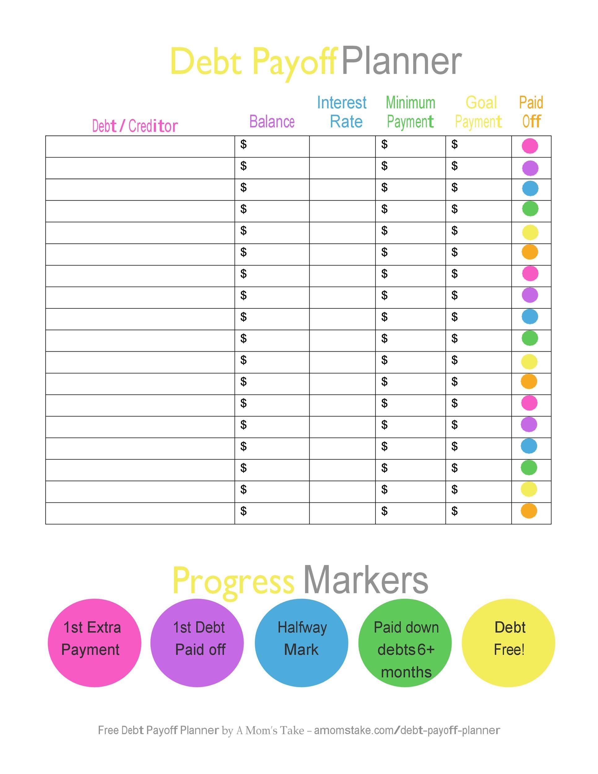 Debt Snowball Worksheet Printable Free